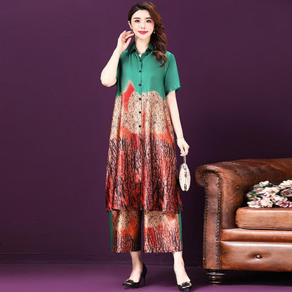 Cardigan silk Cheongsam two-piece set