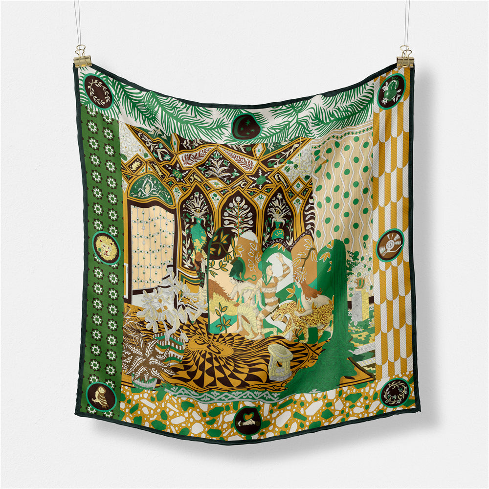 Fashion Simple Print Twill Versatile Temperament Silk Scarf