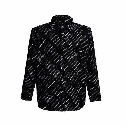 Niche Silk Ice Silk Padded Shoulder Long-sleeved Shirt Home Wear