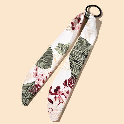 Ribbon silk cloth floral hair rope