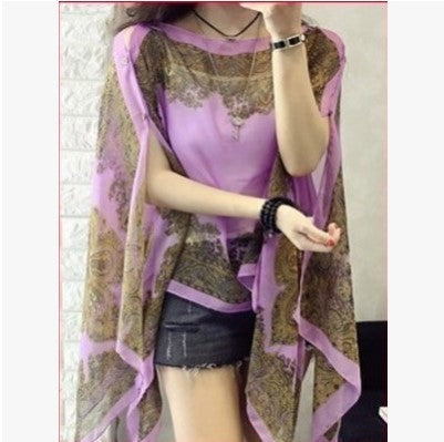 New retro cape silk scarf blouse