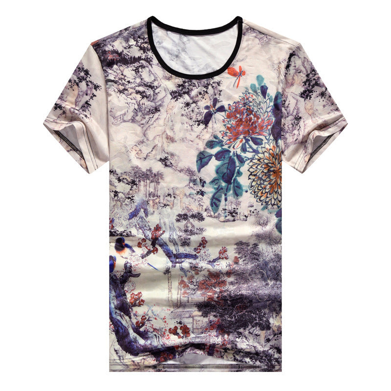 Cool men's casual fashion ice silk short sleeve