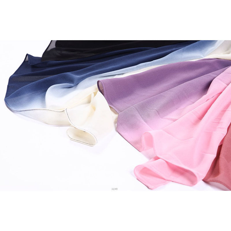 Pearl Chiffon Hand-Painted Gradient Silk Scarf