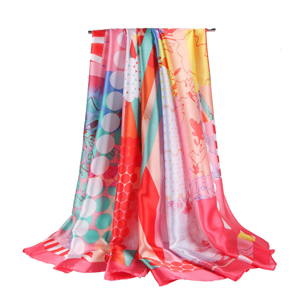 Silk satin zebra dot pattern ladies scarf