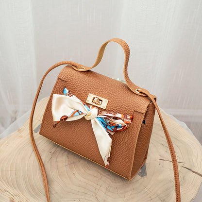 Litchi pattern shoulder bag silk scarf bag
