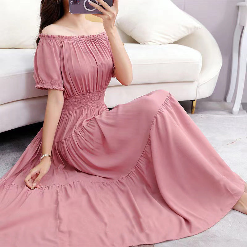 Off-neck Cotton Silk French Dress