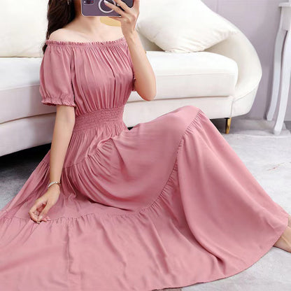 Off-neck Cotton Silk French Dress