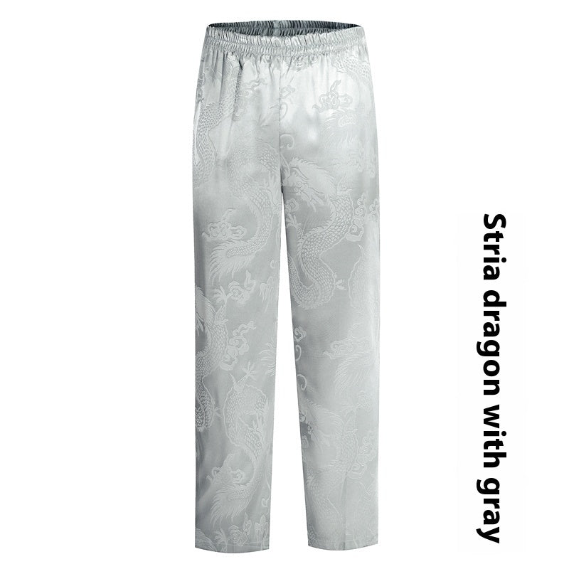 Loose Silk Chinese Style High-waisted Trousers