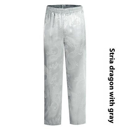 Loose Silk Chinese Style High-waisted Trousers