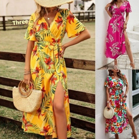 Solara Bloom V-Neck Maxi Dress