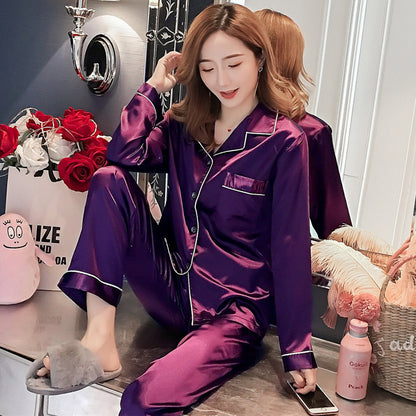 Autumn ice silk thin long sleeve home wear