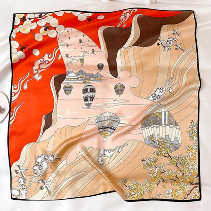 Korean printing fashion silk big scarf shawl