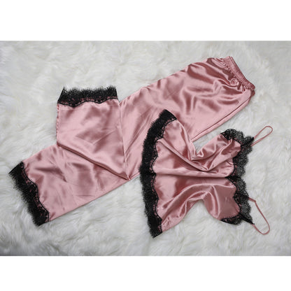 Silk V-neck lace pajamas