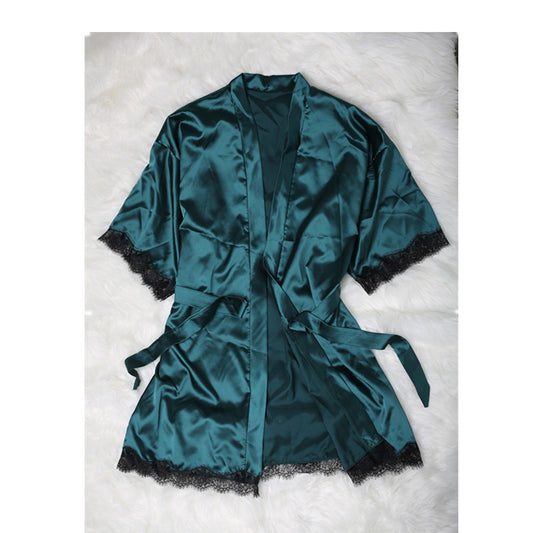 Silk V-neck lace pajamas