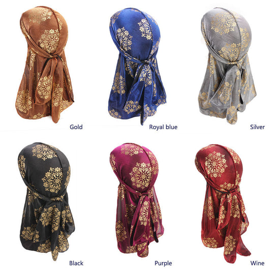 Bright silk cloth with ribbon package head cap