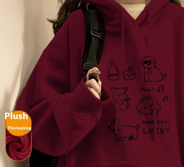 Hoodie Women Autumn And Winter Fashion Fashion Plus Cashmere Is Slimming Shoulders