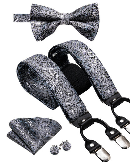 Luxury Silk Men's Sling Leather Metal 6-clip Bra