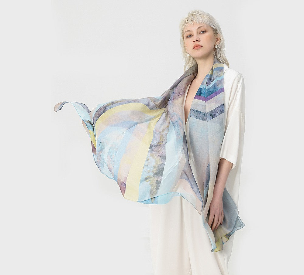 Silk Georgette satin scarf summer sunscreen towel beach towel