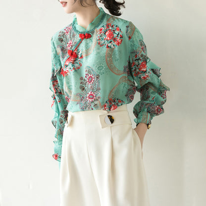 Silk print top