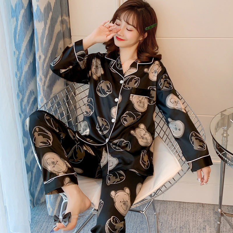 Ice Silk Pajamas Women's Spring And Autumn Long Sleeves