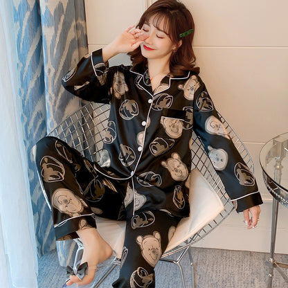 Ice Silk Pajamas Women's Spring And Autumn Long Sleeves