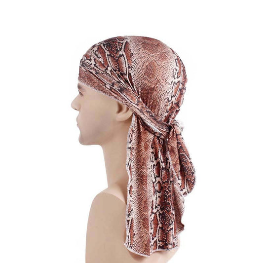 New stretch milk silk printed long tail pirate hat