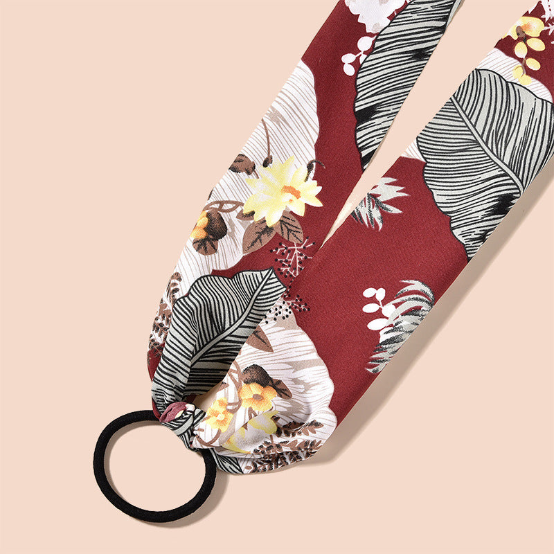 Ribbon silk cloth floral hair rope