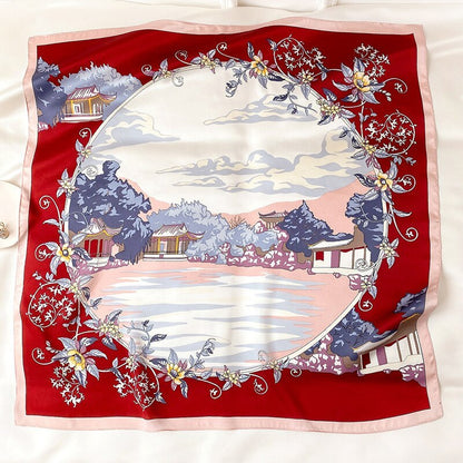 Korean printing fashion silk big scarf shawl