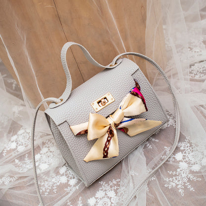 Litchi pattern shoulder bag silk scarf bag