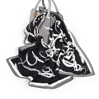 Wild Western Style Plain Crepe Satin Square Silk Scarf