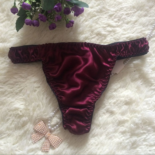 Sexy thong silk couple breathable panties