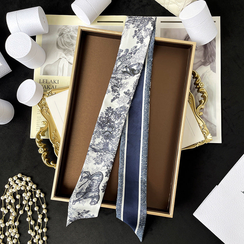 Silk Scarf Arm Bag Ribbon Thin Narrow Long Hair Band Decoration Small Scarf