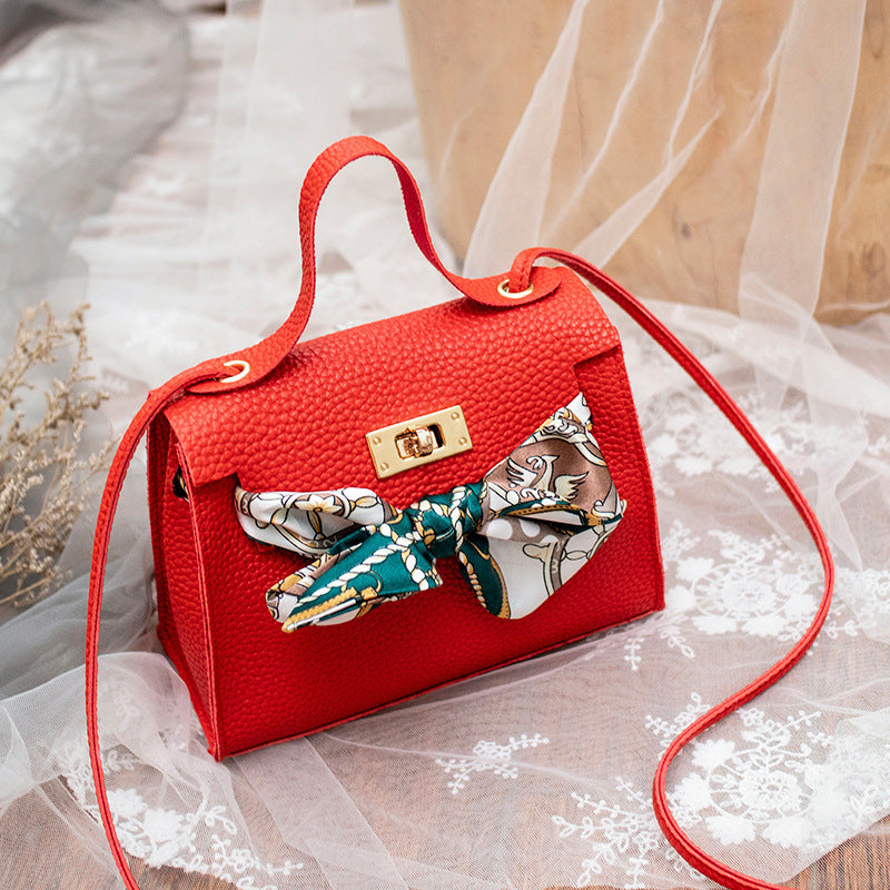 Litchi pattern shoulder bag silk scarf bag