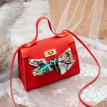 Litchi pattern shoulder bag silk scarf bag