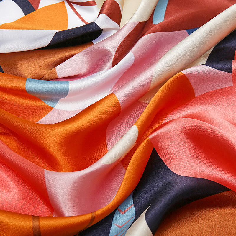 Simple And Elegant Floral Print Silk Scarf For Ladies