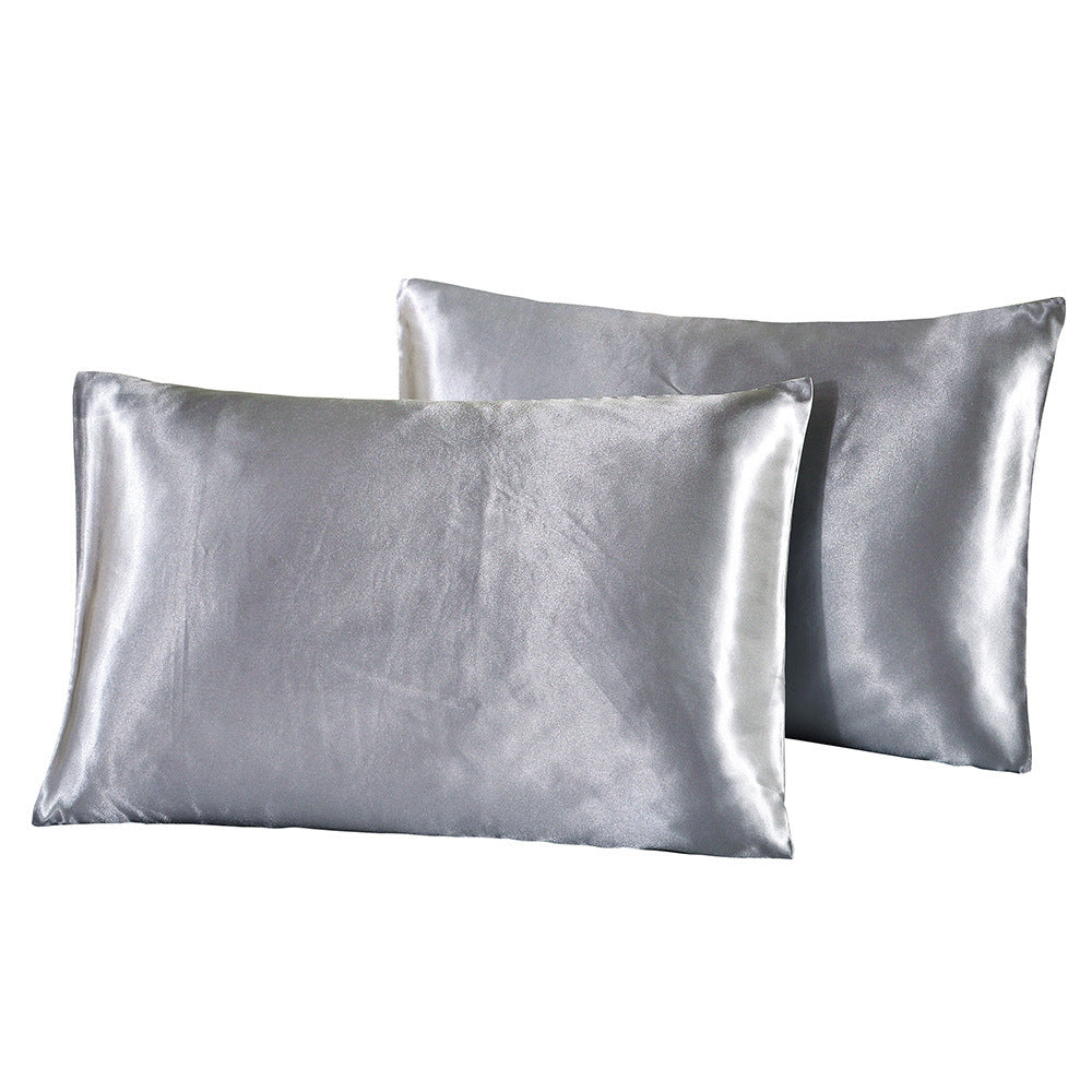Summer pure color imitation silk pillowcase