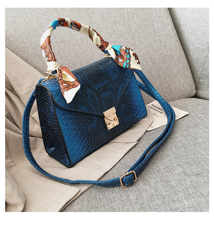 Snake print silk scarf handbag