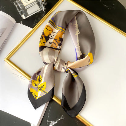 70x70cm leaf pattern silk scarf