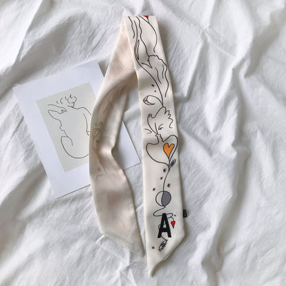 Handle Small Silk Scarf Headband Ribbon Scarf