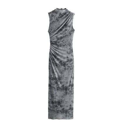 European And American Style Silk Net Printed Dress