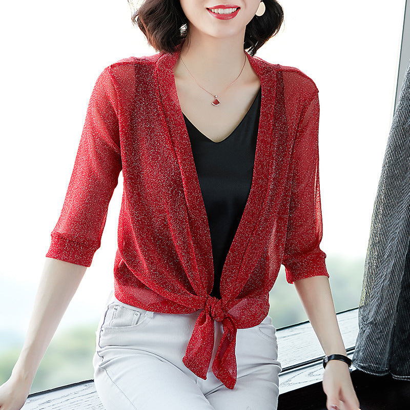 Mesh flash silk coat