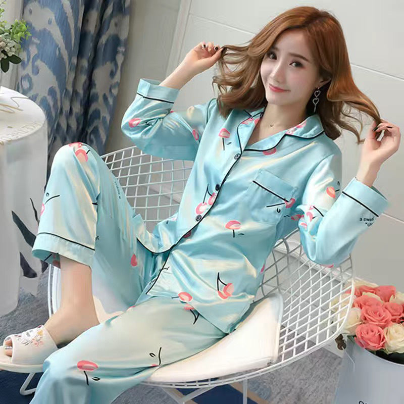 Ice Silk Pajamas Women's Spring And Autumn Long Sleeves