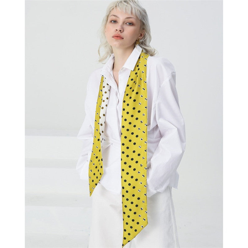 Polka dot printed silk scarf