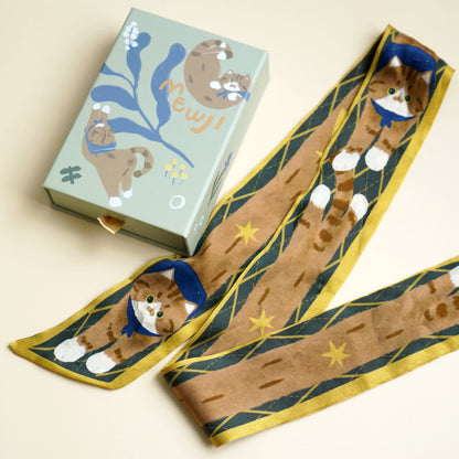 Silk Long Headband With Cute Print Embellishment