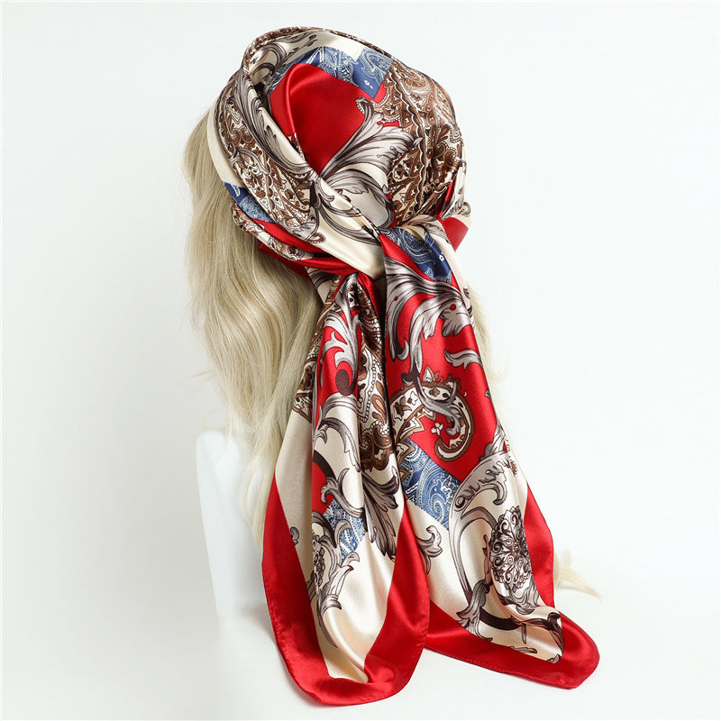 Real Shot Silk Factory Wholesale Artificial Silk Satin Square 90x90cm Scarf