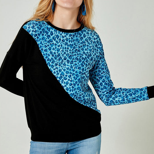 WildStitch Contrast Leopard Sweater