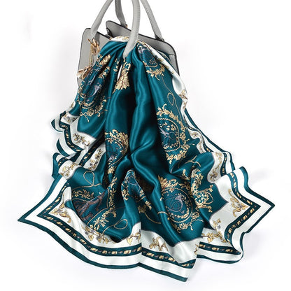 Wild Western Style Plain Crepe Satin Square Silk Scarf