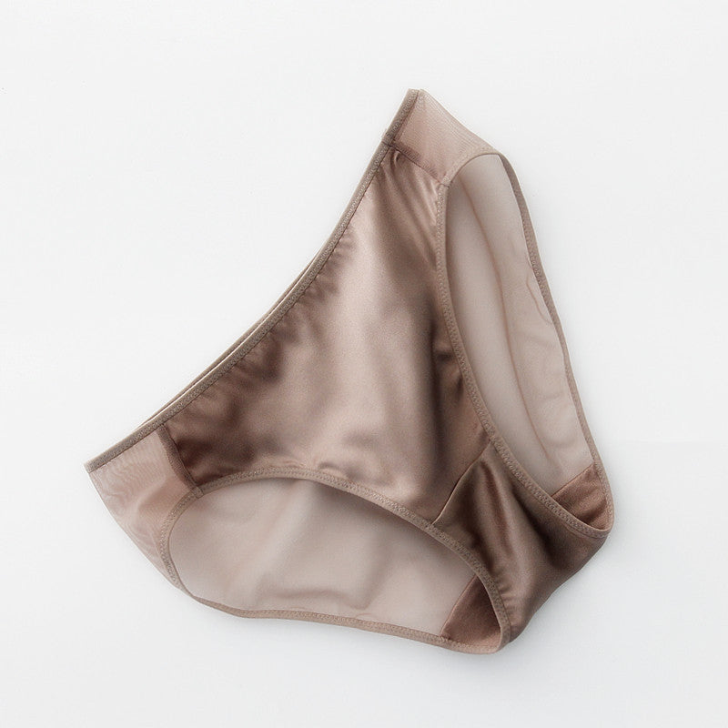 Knitted Mid-waist Silk Satin Mesh Mulberry Silk Underwear