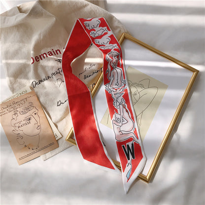 Handle Small Silk Scarf Headband Ribbon Scarf