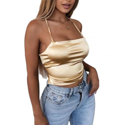 Pure color women's simulation silk sling top